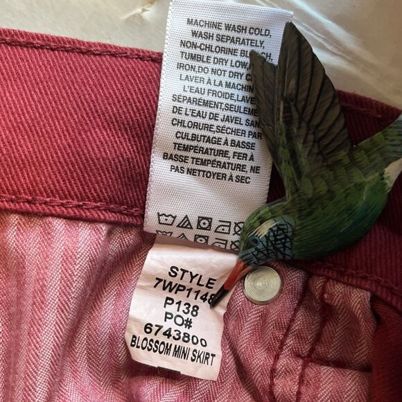 Lucky Brand Skirt Womens 8 29 Red Blossom Mini Denim A Line Stretch Zip Cut Off - Picture 7 of 10